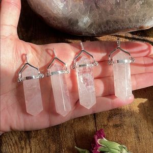 High Quality Rose Quartz Crystal Pendant 
Reiki infused